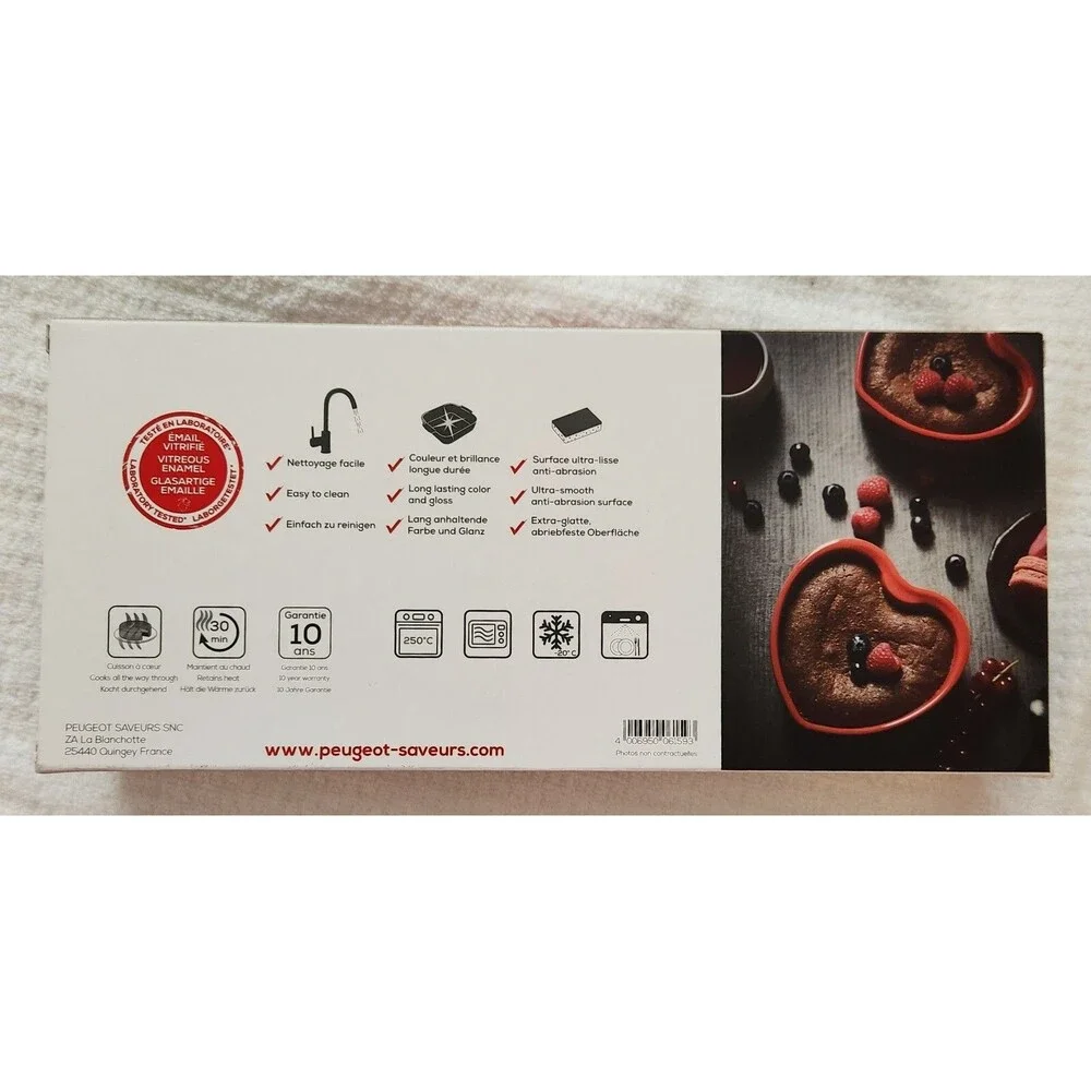 Peugeot Baking Dishes Red Heart Ceramic Ramekins Set Valentine Love Gift Baker